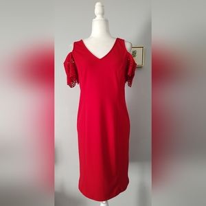 Dress Shoulder Off  Spence   Color Red Size 10 Zipper Polyester And Spandex New